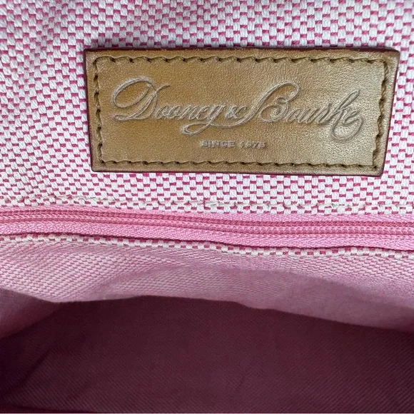 Vintage Dooney & Bourke Blue and Brown Large Leather Tote with Pink Interior - Picture 9 of 16